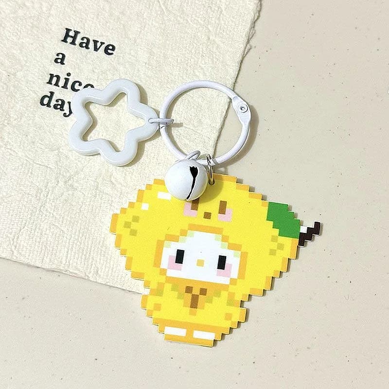 Cute Pixel Lemon Character Keychain