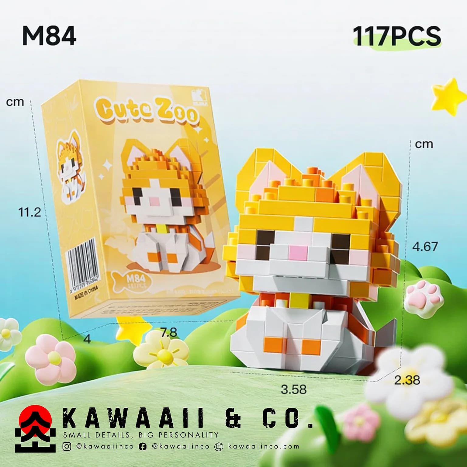 Orange Fox Mini Building Blocks – Model M84 (117 PCS)