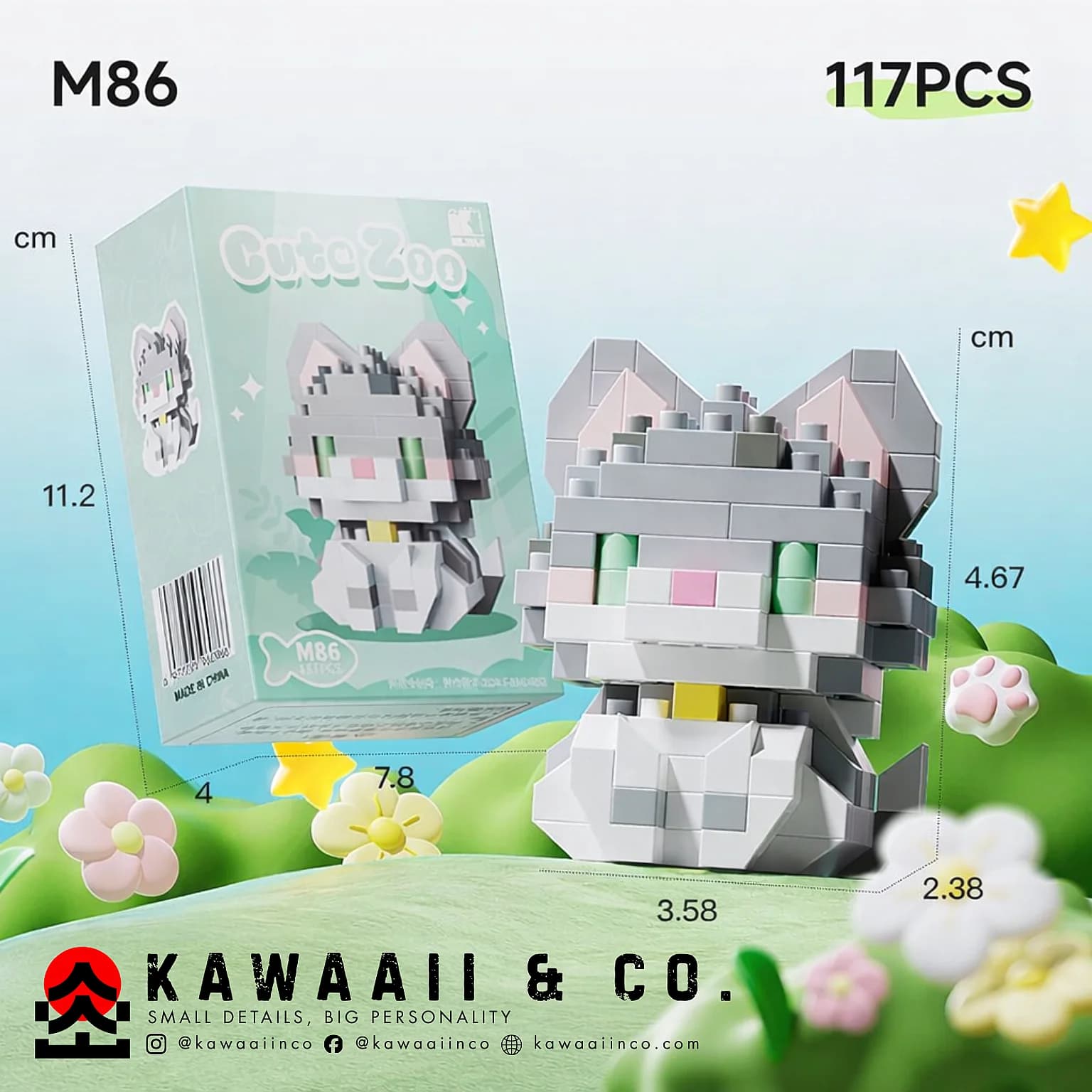 Grey Cat Mini Building Blocks – Model M86 (117 PCS)