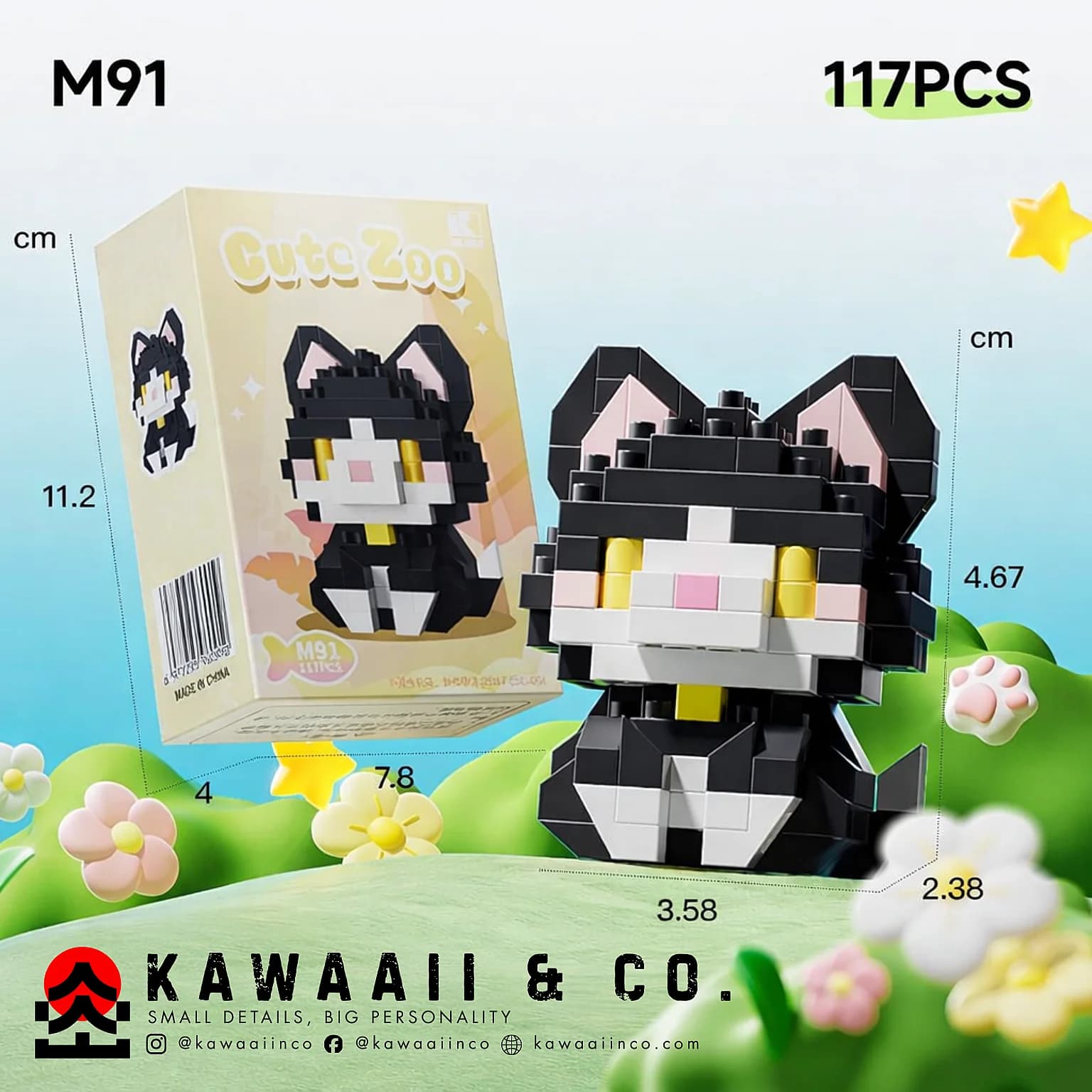 Black & White Puppy Mini Building Blocks – Model M91 (117 PCS)