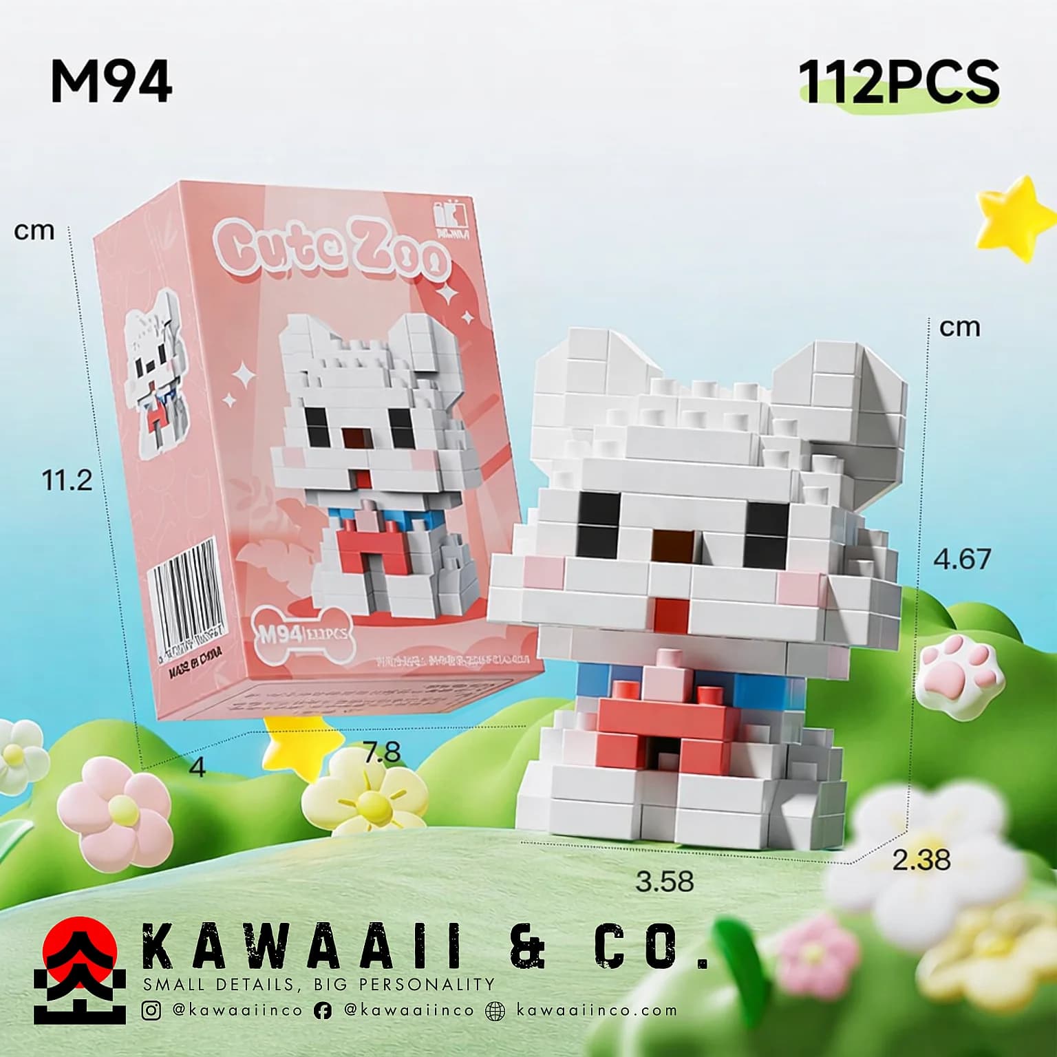 White  Puppy Mini Building Blocks – Model M94 (112 PCS)