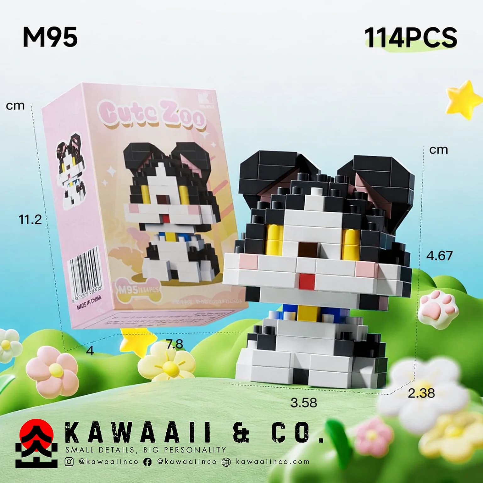 Black & White Bunny Mini Building Blocks – Model M95 (114 PCS)