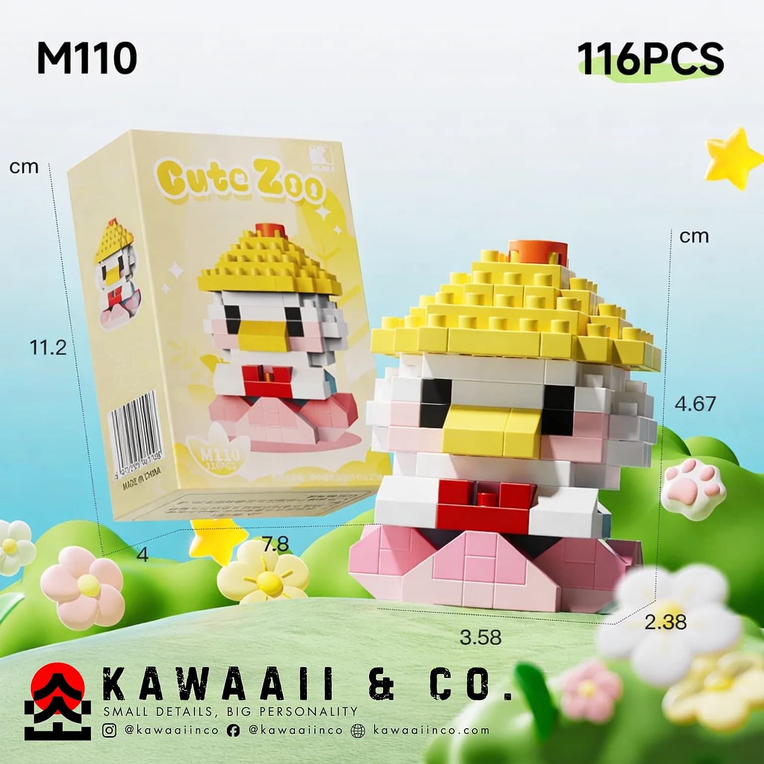 Straw Hat Duck Mini Building Blocks - Model M110 (116 PCS)
