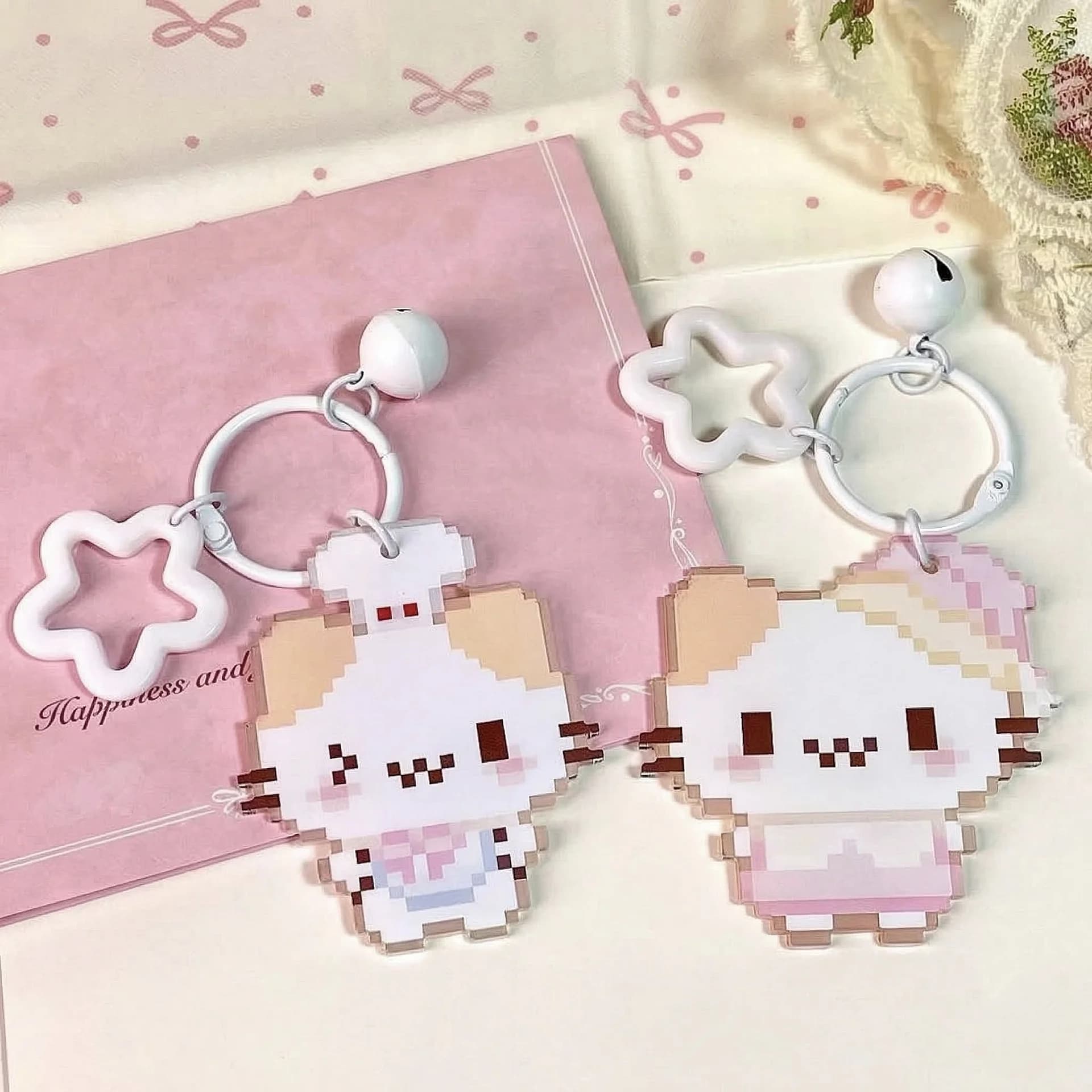 Pixel Kitty Twin Charm Keychain Bundle - Thumbnail 4