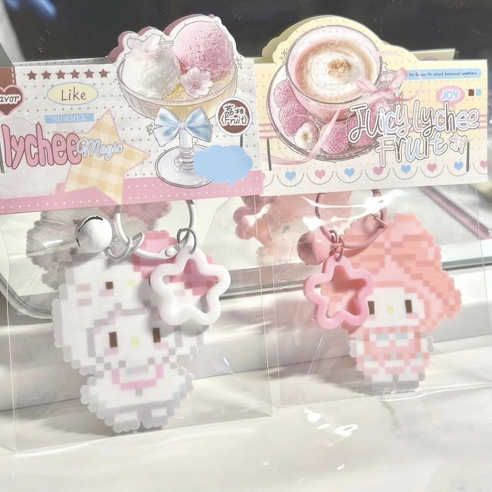 Pixel Kawaii Bunny & Kitty Keychain Bundle